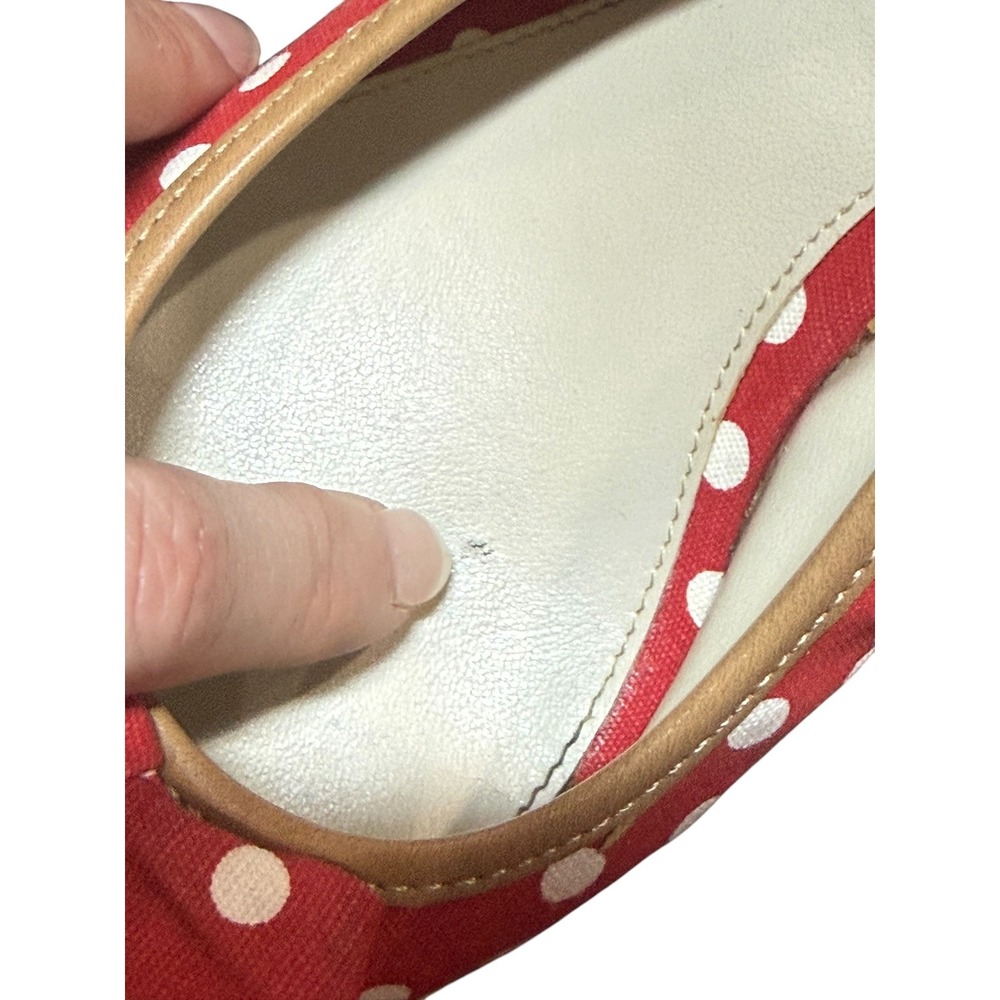 Vintage Red Polka Dot Slingback Wedge Heels Size 8.5 Retro Pinup Parisian Chic - Picture 12 of 12